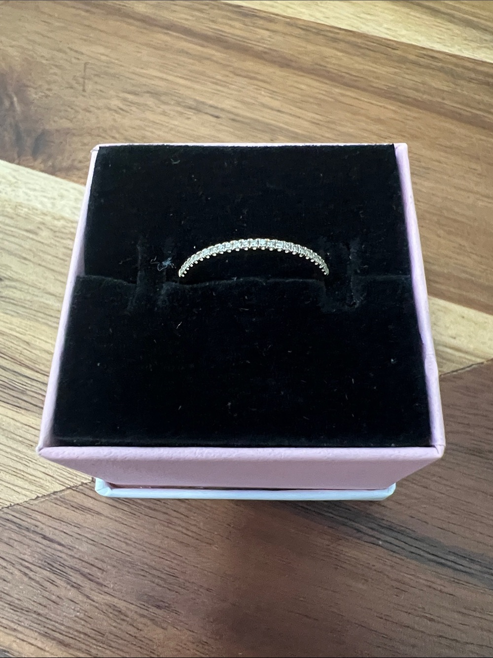 Delicate 14k solid gold diamond half Eternity Band - gold - Picture 2 of 8